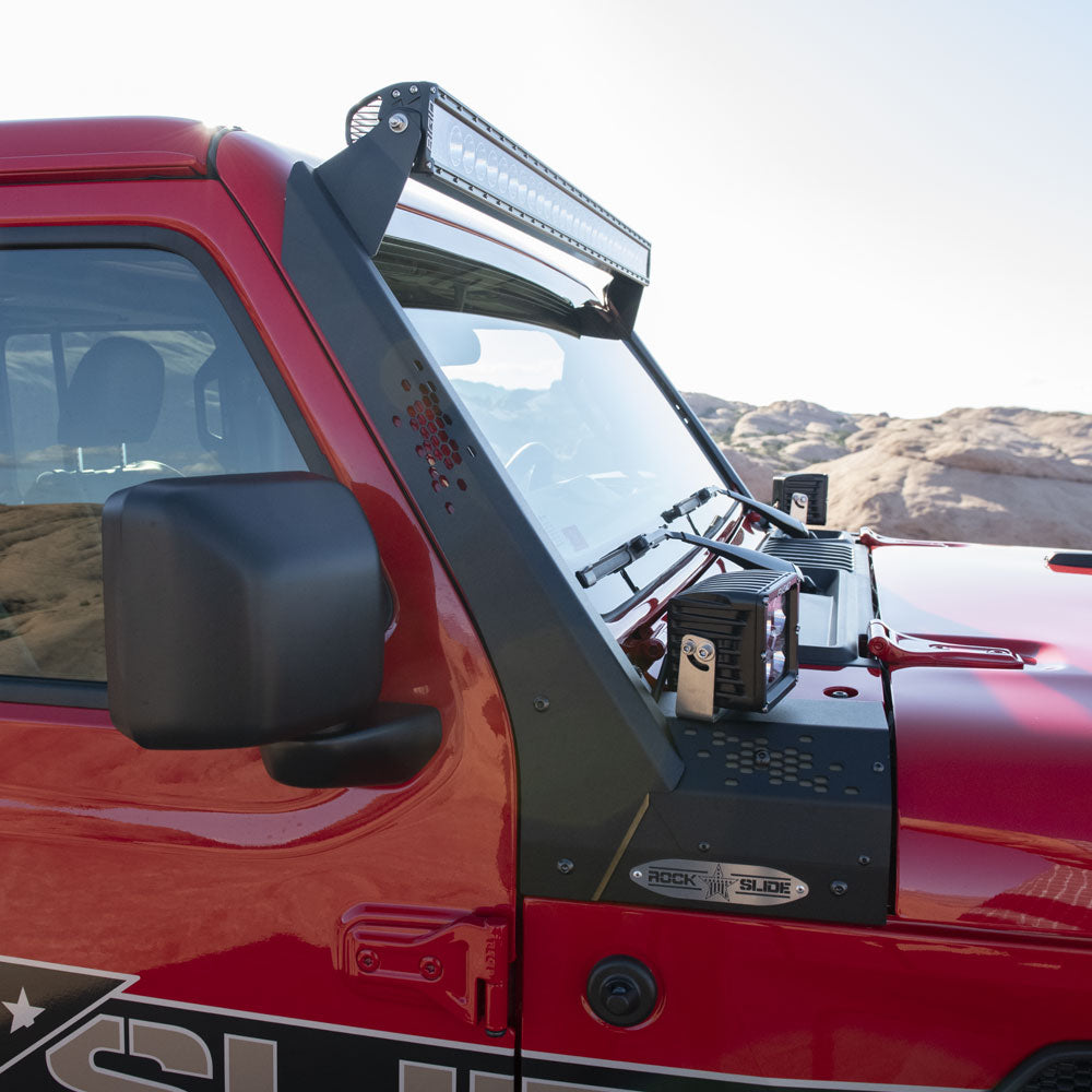 Wrangler/Gladiator Lower Cowl LED Light Pod Brackets and Upper Bar Brackets