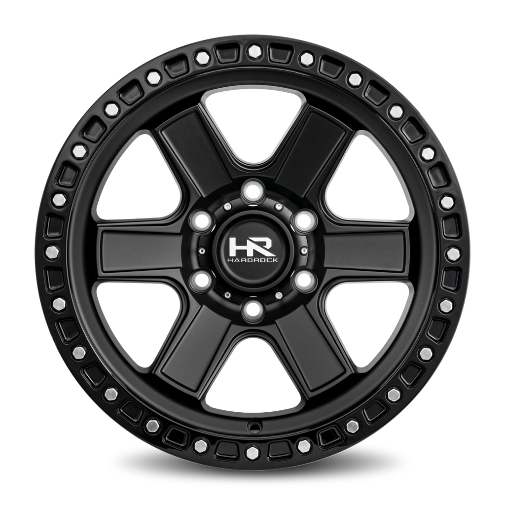 Aluminum Wheels H104 17x9 6x135 1 87.1 Matte Black-Black B/L Hardrock Offroad