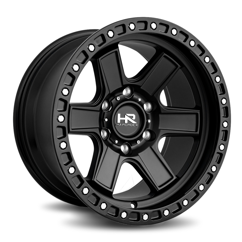 Aluminum Wheels H104 17x9 6x135 1 87.1 Matte Black-Black B/L Hardrock Offroad