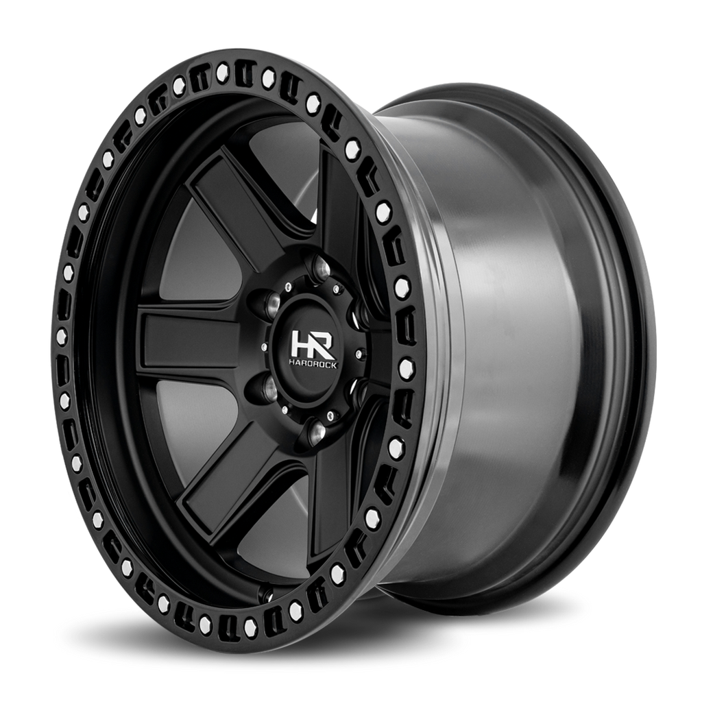 Aluminum Wheels H104 17x9 6x135 1 87.1 Matte Black-Black B/L Hardrock Offroad