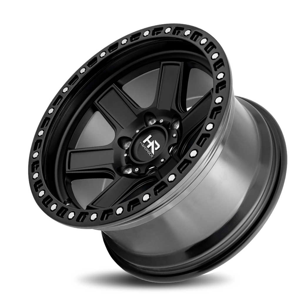 Aluminum Wheels H104 17x9 6x135 1 87.1 Matte Black-Black B/L Hardrock Offroad