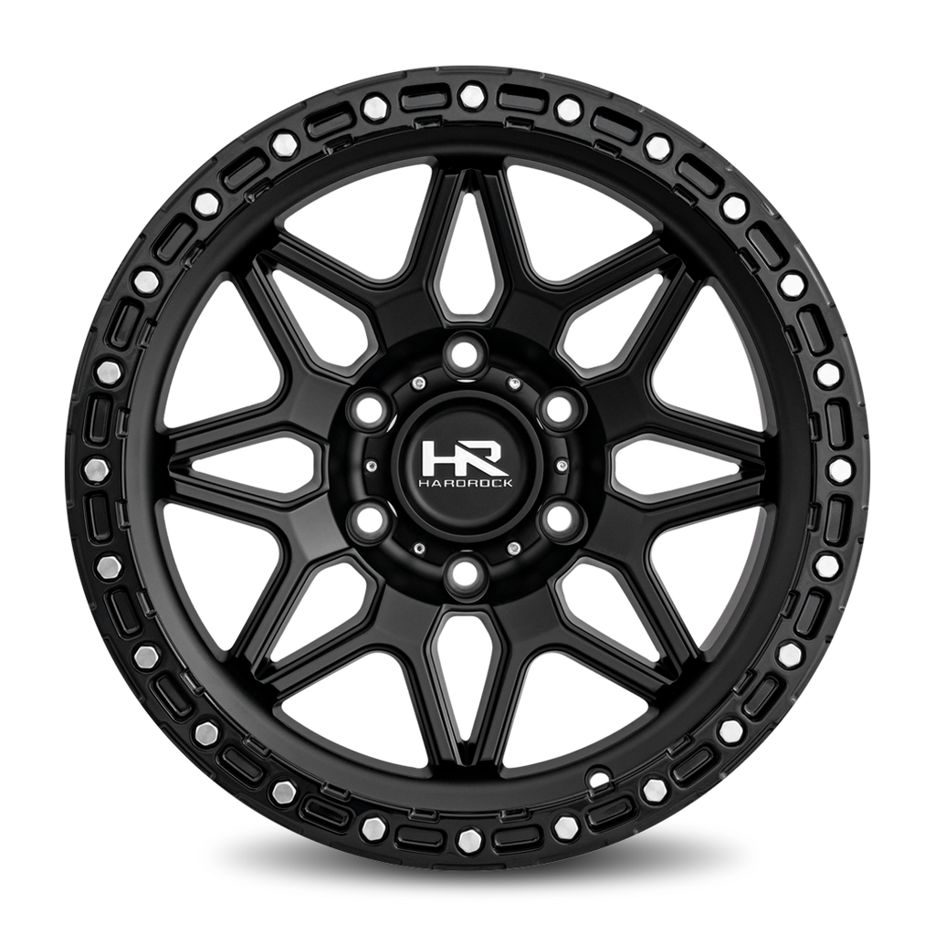 Aluminum Wheels H105 17x9 6x135 1 87.1 Matte Black-Black B/L Hardrock Offroad