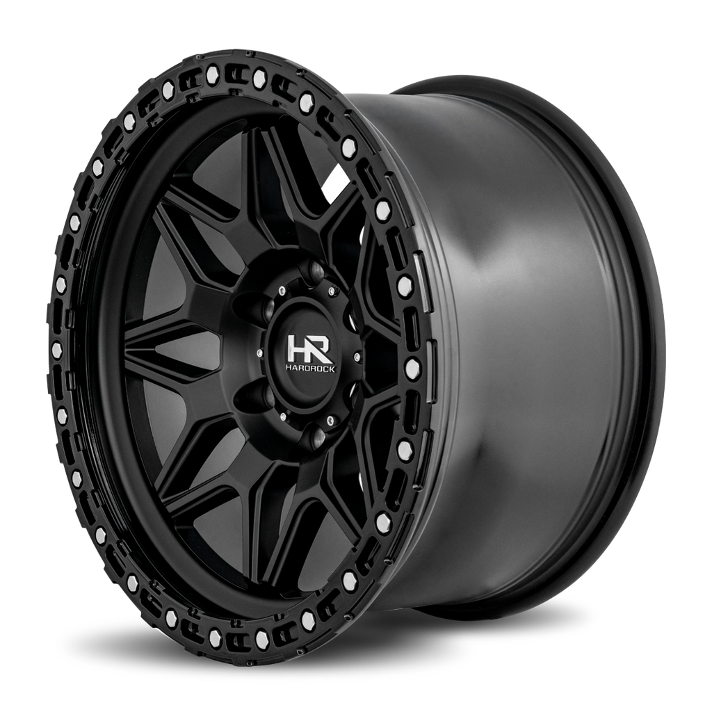 Aluminum Wheels H105 17x9 6x135 1 87.1 Matte Black-Black B/L Hardrock Offroad