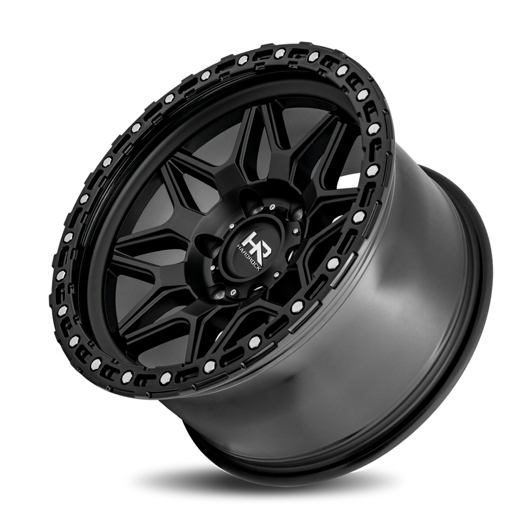 Aluminum Wheels H105 17x9 6x135 1 87.1 Matte Black-Black B/L Hardrock Offroad