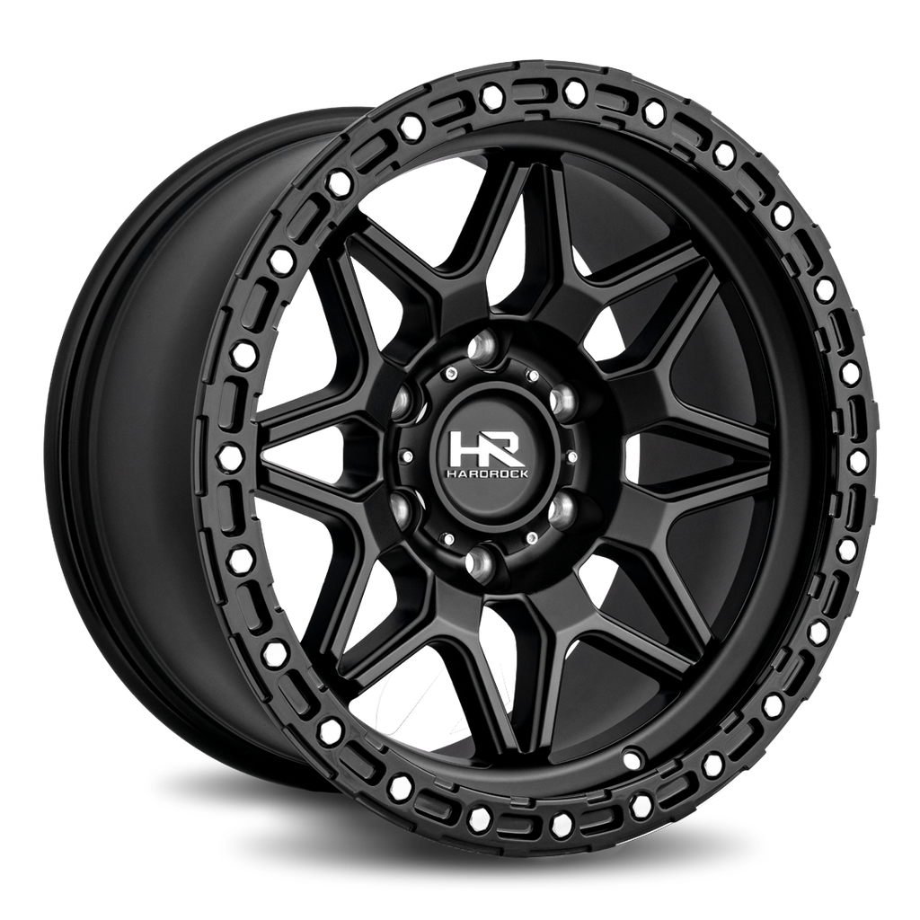 Aluminum Wheels H105 17x9 6x135 -12 87.1 Matte Black-Black B/L Hardrock Offroad