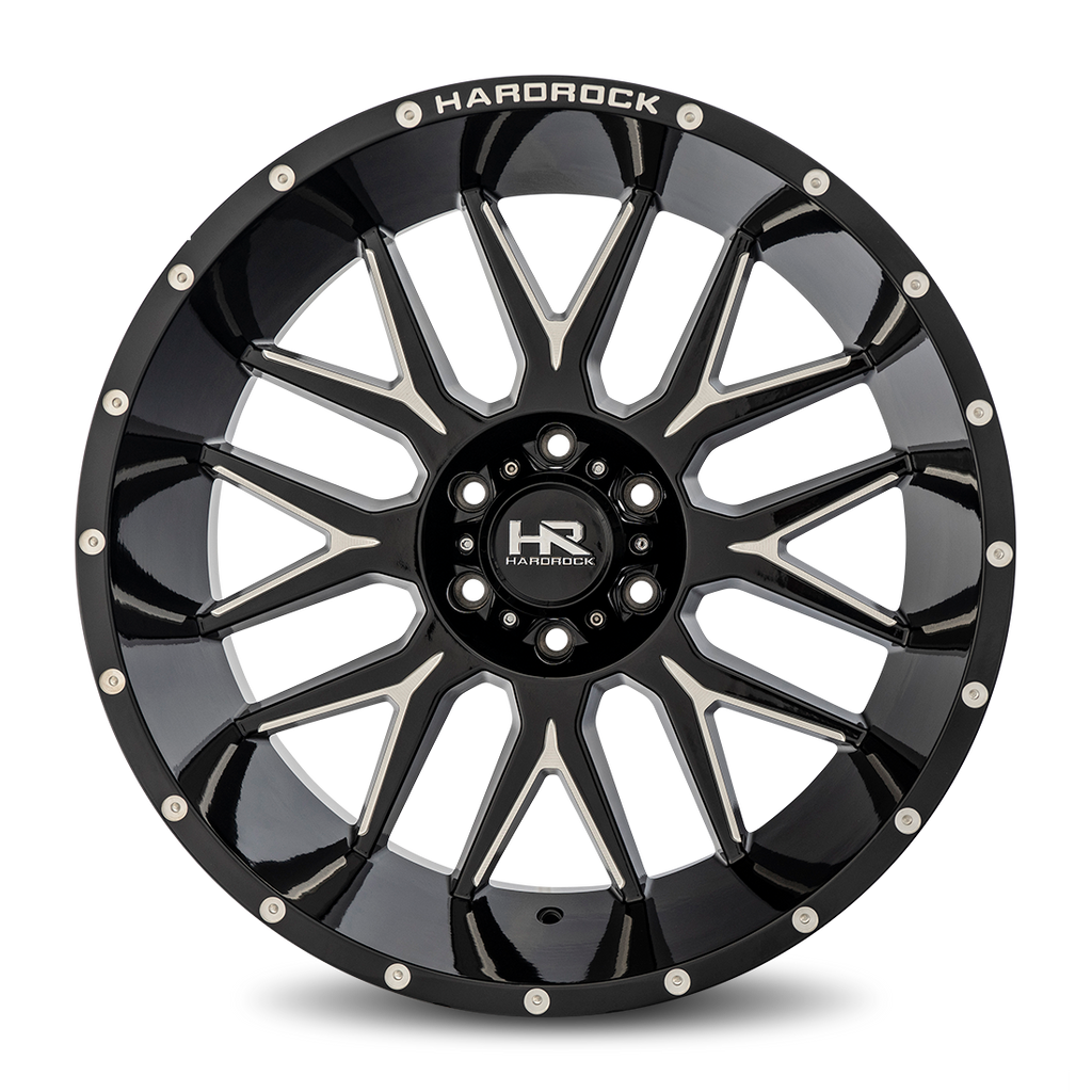 Aluminum Wheels Affliction XPosed 22x12 6x135 -44 87.1 Gloss Black Milled Hardrock Offroad