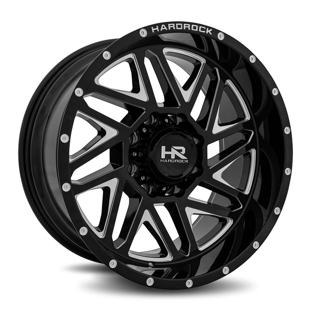 Aluminum Wheels Bones XPosed 20x10 6x135 -19 87.1 Gloss Black Milled Hardrock Offroad