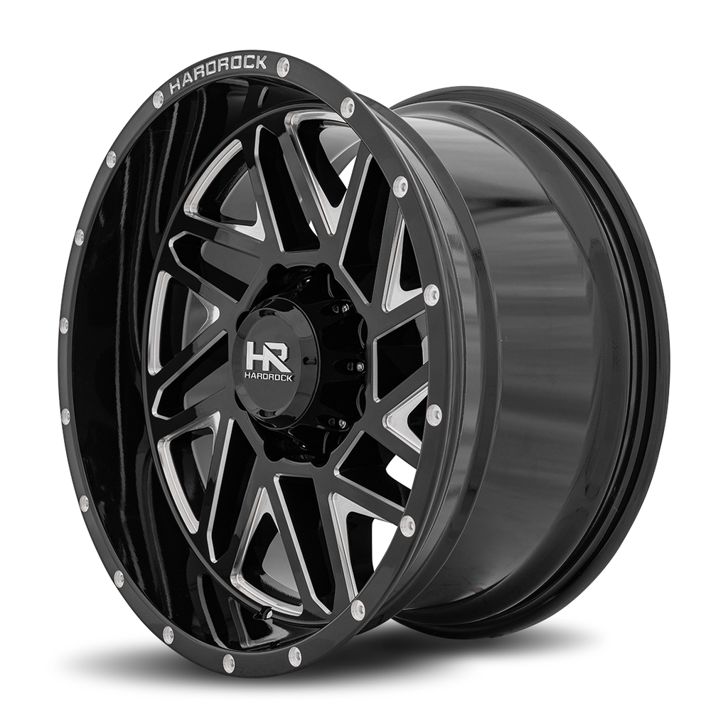 Aluminum Wheels Bones XPosed 20x10 6x135 -19 87.1 Gloss Black Milled Hardrock Offroad