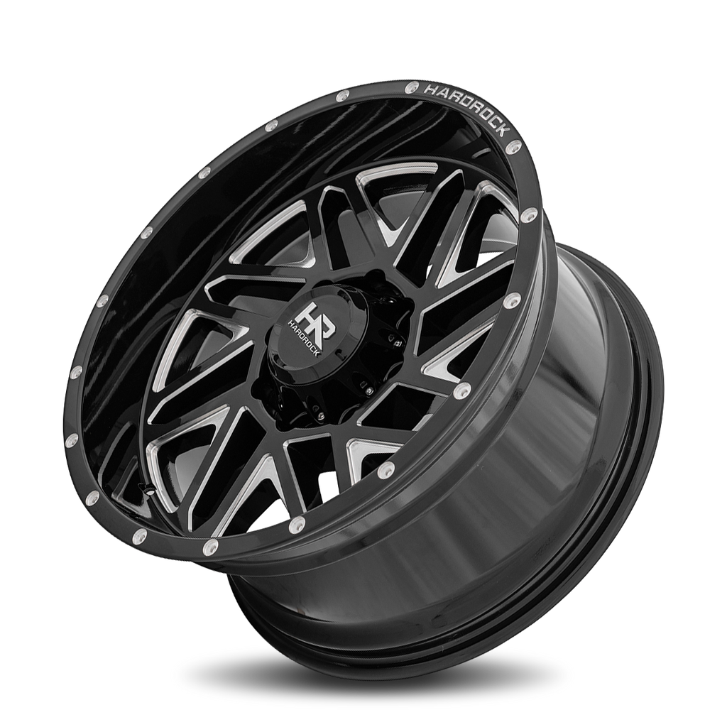 Aluminum Wheels Bones XPosed 20x10 6x135 -19 87.1 Gloss Black Milled Hardrock Offroad