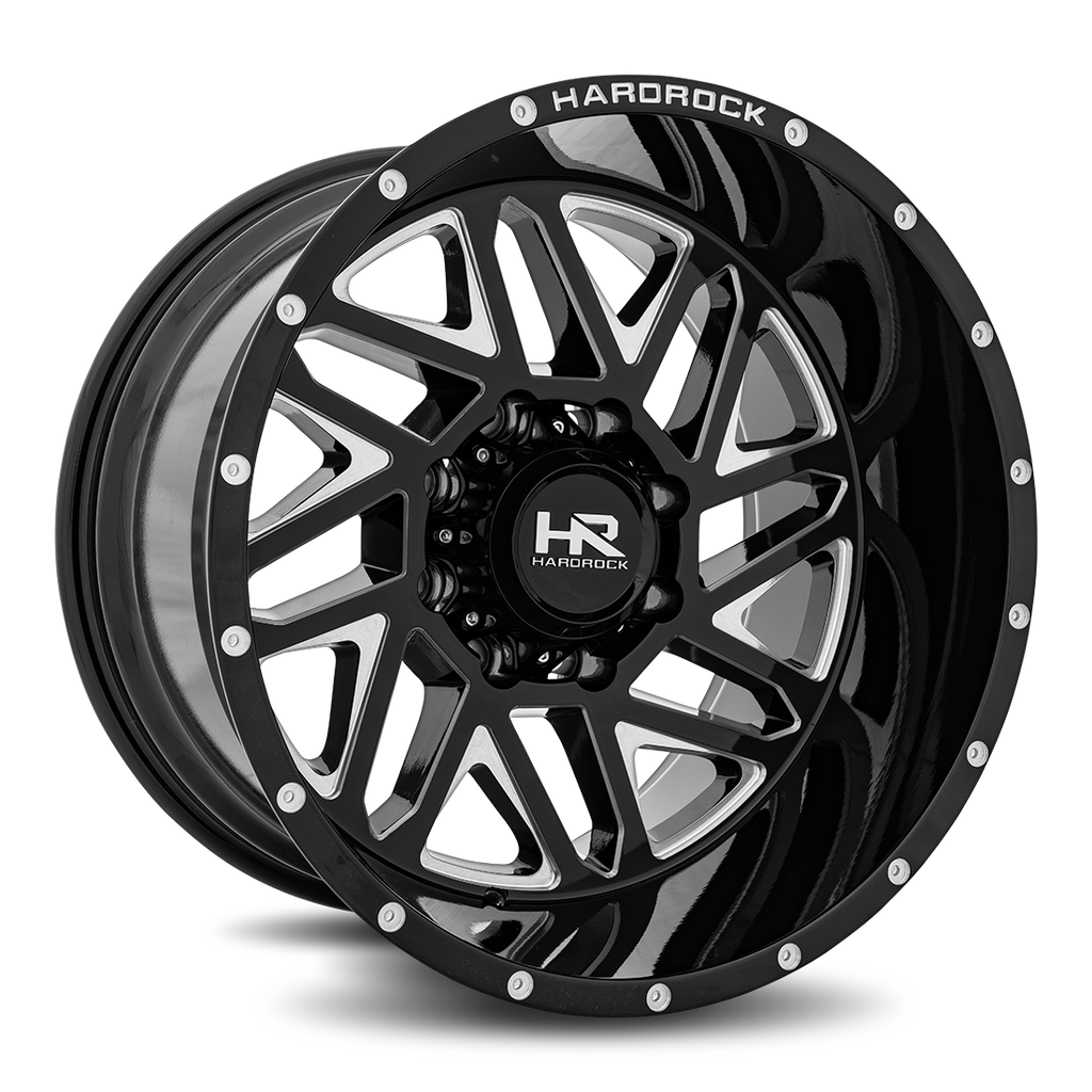 Aluminum Wheels Bones XPosed 20x12 6x135 -44 87.1 Gloss Black Milled Hardrock Offroad