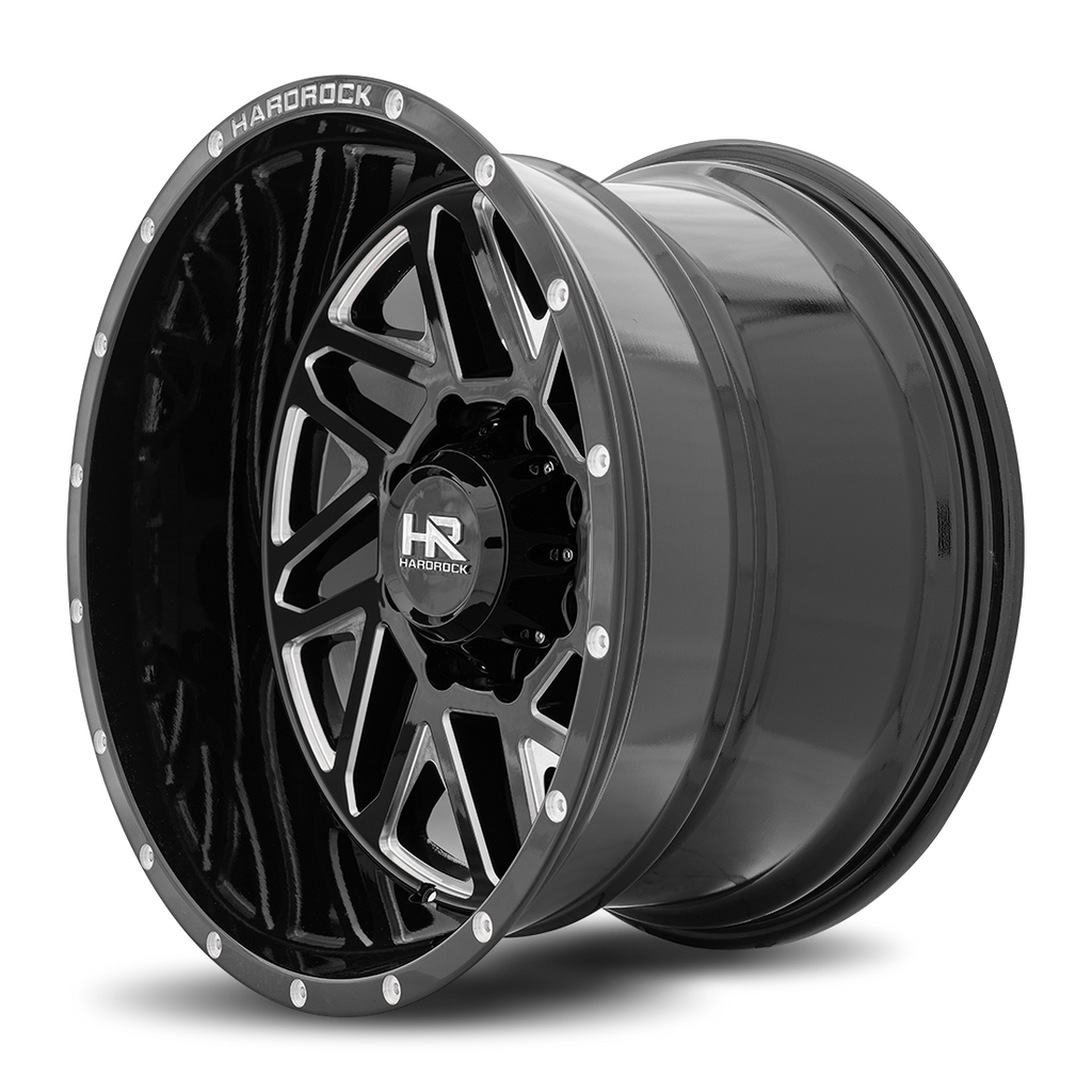 Aluminum Wheels Bones XPosed 20x12 6x135 -44 87.1 Gloss Black Milled Hardrock Offroad