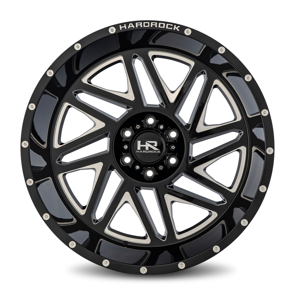 Aluminum Wheels Bones XPosed 22x12 6x135 -44 87.1 Gloss Black Milled Hardrock Offroad