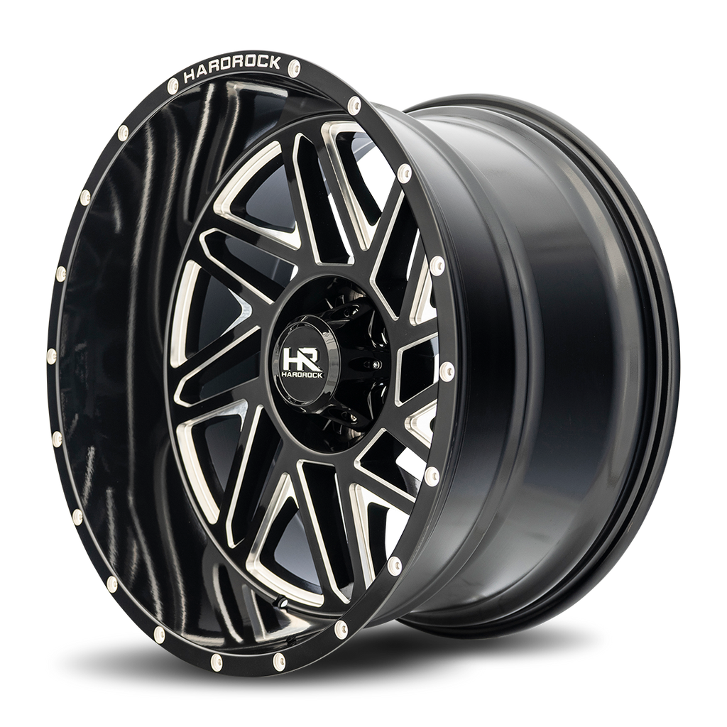 Aluminum Wheels Bones XPosed 22x12 6x135 -44 87.1 Gloss Black Milled Hardrock Offroad