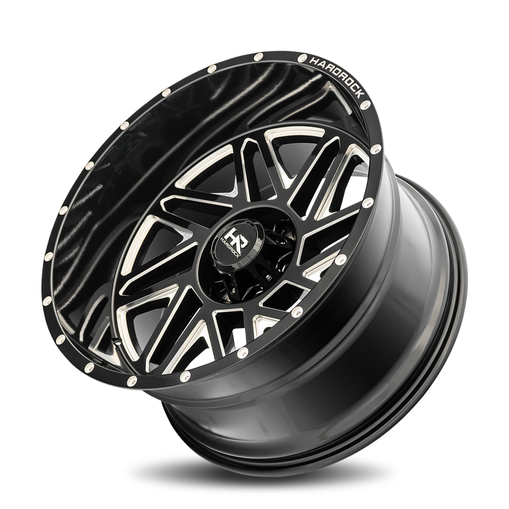 Aluminum Wheels Bones XPosed 22x12 6x135 -44 87.1 Gloss Black Milled Hardrock Offroad