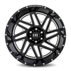 Aluminum Wheels Bones XPosed 24x14 6x135 -76 87.1 Gloss Black Milled Hardrock Offroad