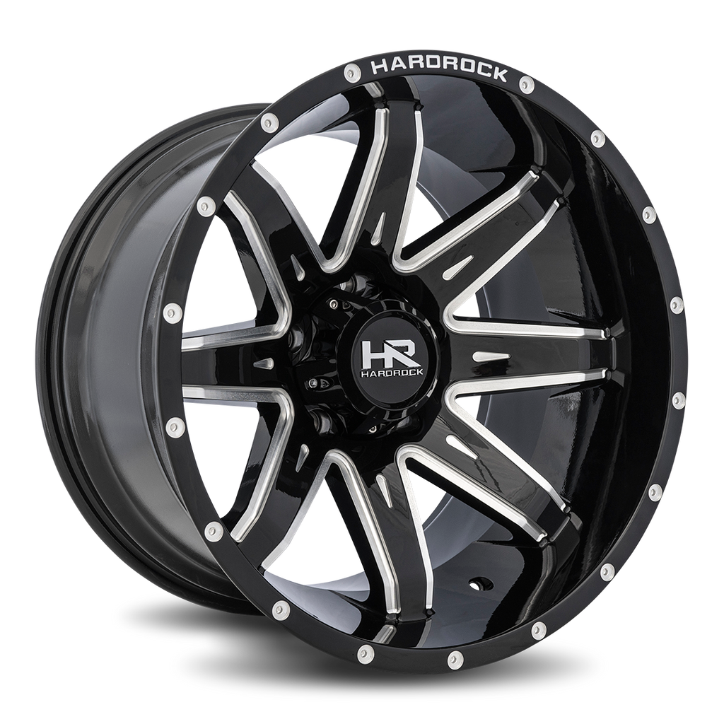 Aluminum Wheels Painkiller XPosed 20x12 6x135 -44 87.1 Gloss Black Milled Hardrock Offroad