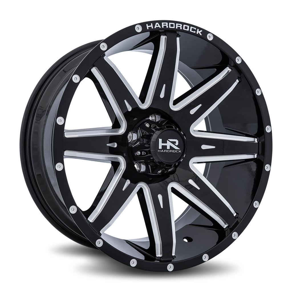 Aluminum Wheels Painkiller XPosed 20x9 6x120 0 66.9 Gloss Black Milled Hardrock Offroad