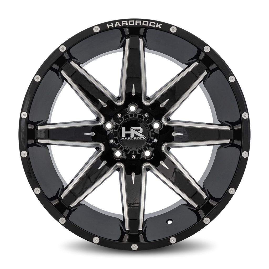 Aluminum Wheels Painkiller XPosed 22x12 6x135 -44 87.1 Gloss Black Milled Hardrock Offroad