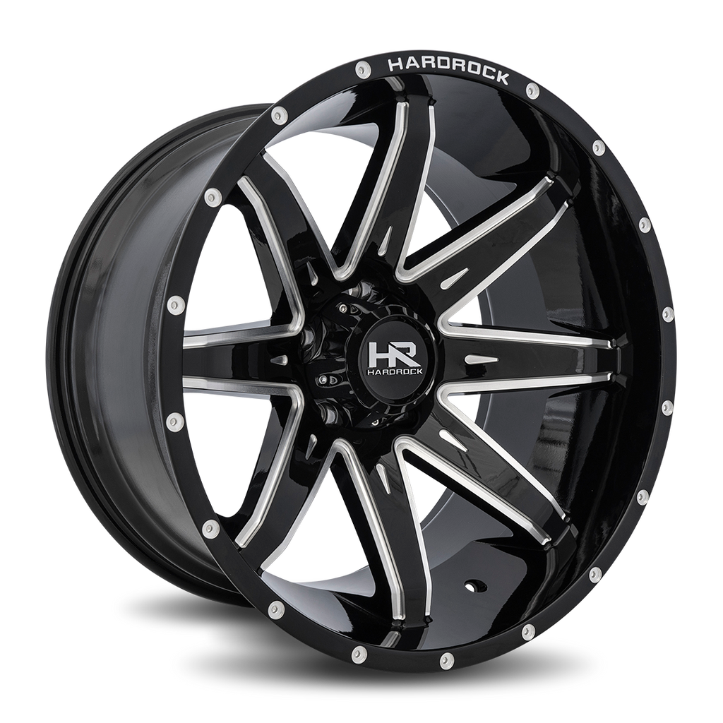 Aluminum Wheels Painkiller XPosed 22x12 6x135 -44 87.1 Gloss Black Milled Hardrock Offroad