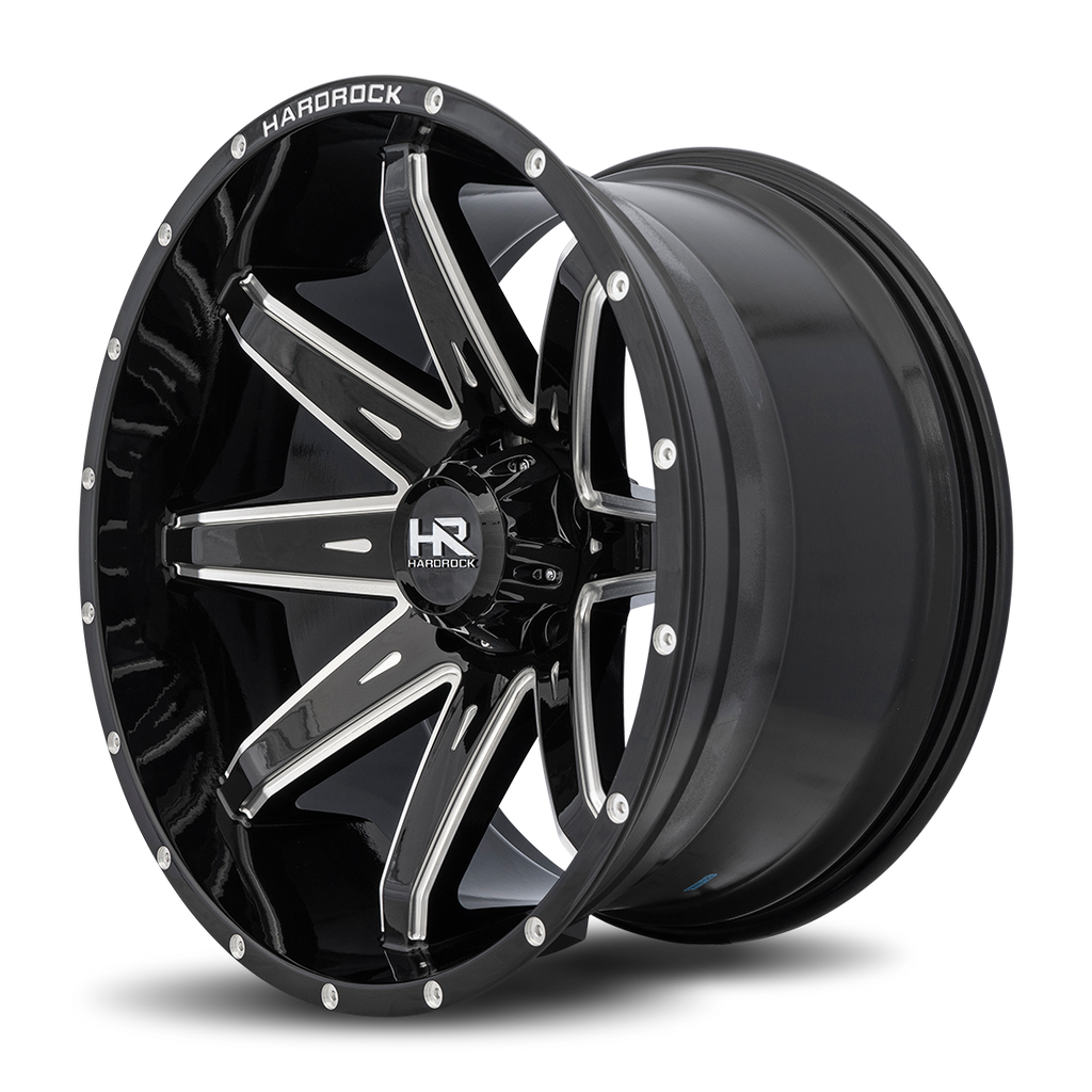 Aluminum Wheels Painkiller XPosed 22x12 6x135 -44 87.1 Gloss Black Milled Hardrock Offroad