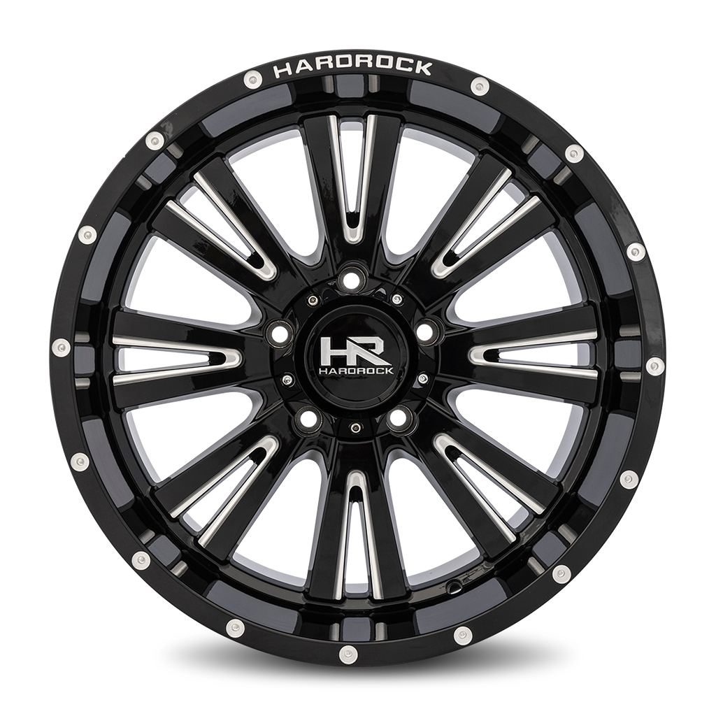 Aluminum Wheels Spine XPosed 20x10 6x135 -19 87.1 Gloss Black Milled Hardrock Offroad