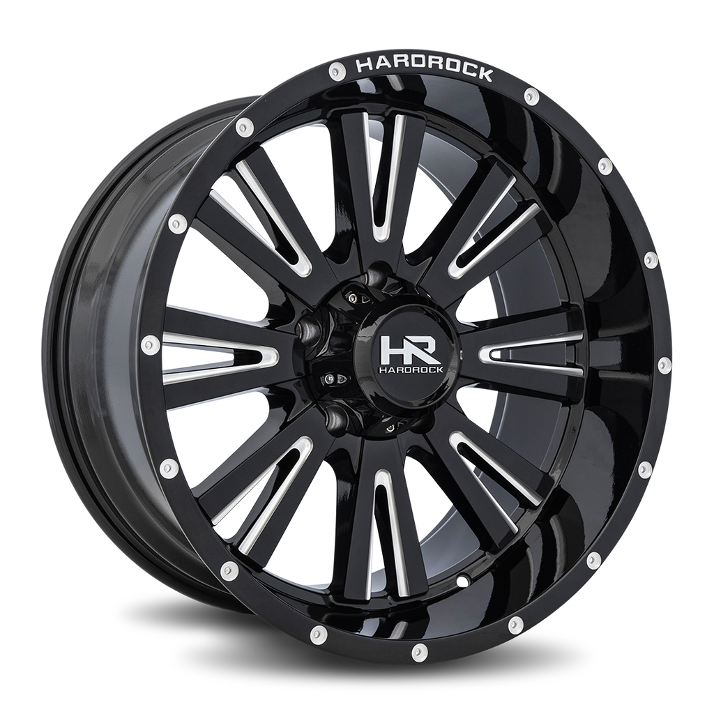 Aluminum Wheels Spine XPosed 20x10 6x135 -19 87.1 Gloss Black Milled Hardrock Offroad