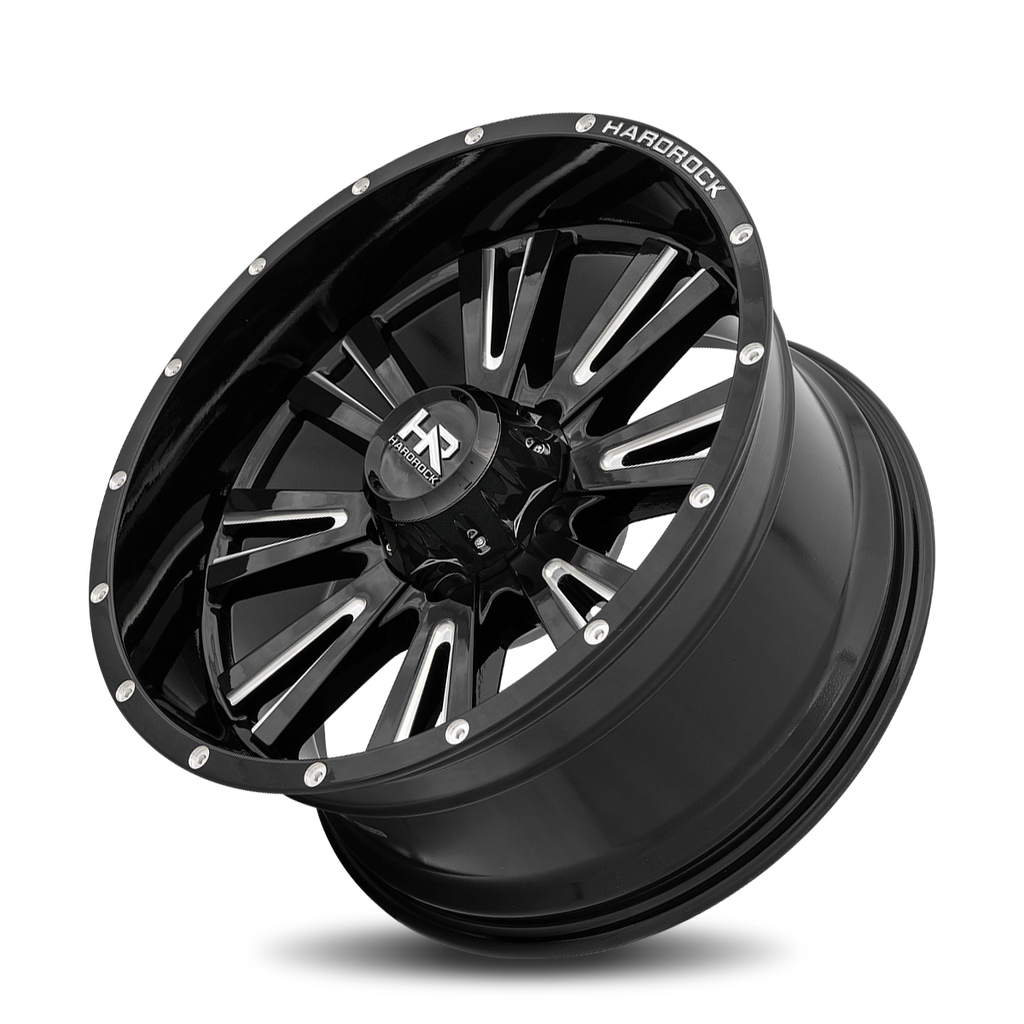 Aluminum Wheels Spine XPosed 20x10 6x135 -19 87.1 Gloss Black Milled Hardrock Offroad