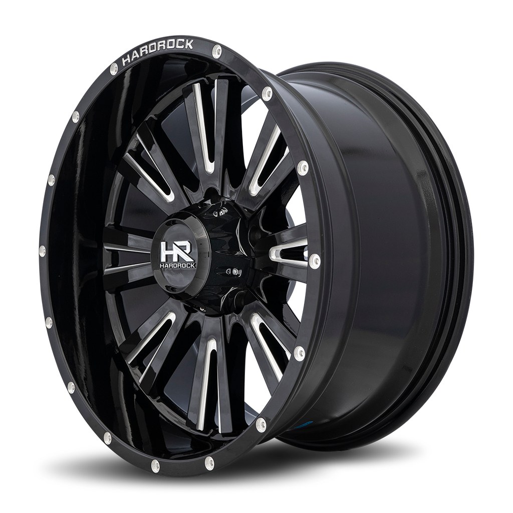 Aluminum Wheels Spine XPosed 20x10 5x139.7 -19 87 Gloss Black Milled Hardrock Offroad