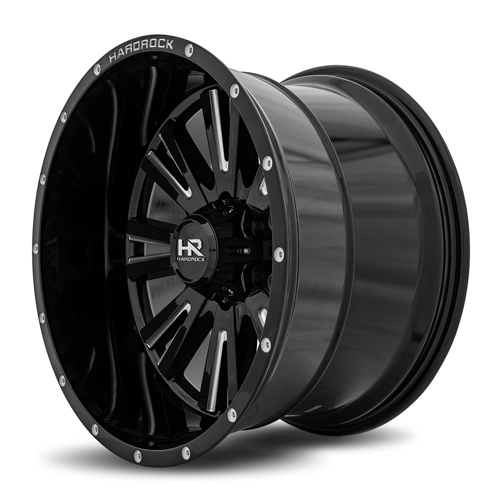 Aluminum Wheels Spine XPosed 20x12 6x135 -44 87.1 Gloss Black Milled Hardrock Offroad