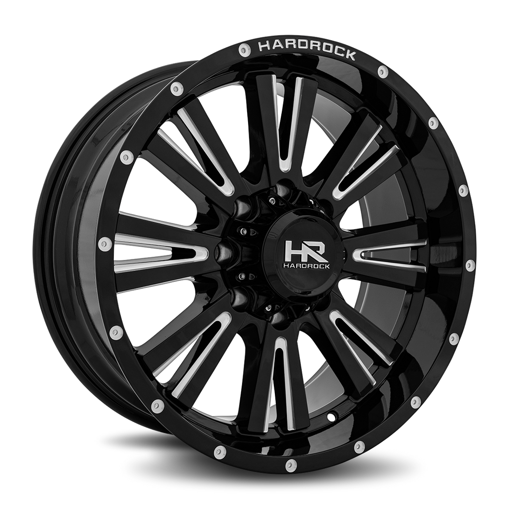 Aluminum Wheels Spine XPosed 20x9 6x135 0 87.1 Gloss Black Milled Hardrock Offroad