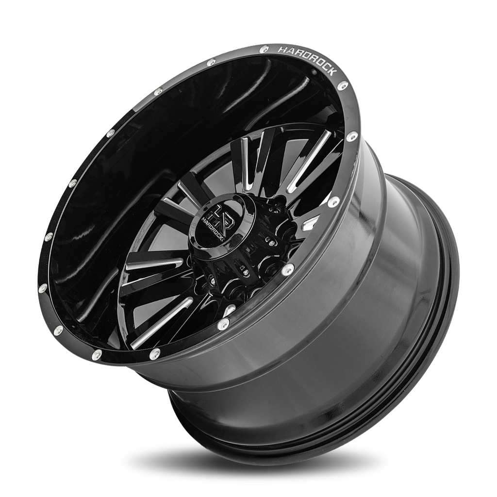 Aluminum Wheels Spine XPosed 22x12 6x135 -44 87.1 Gloss Black Milled Hardrock Offroad