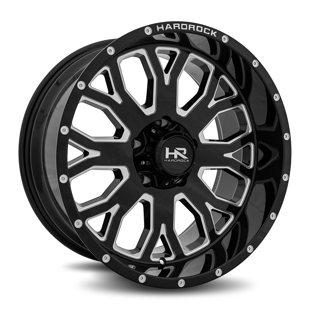 Aluminum Wheels Slammer XPosed 20x10 6x135 -19 87.1 Gloss Black Milled Hardrock Offroad