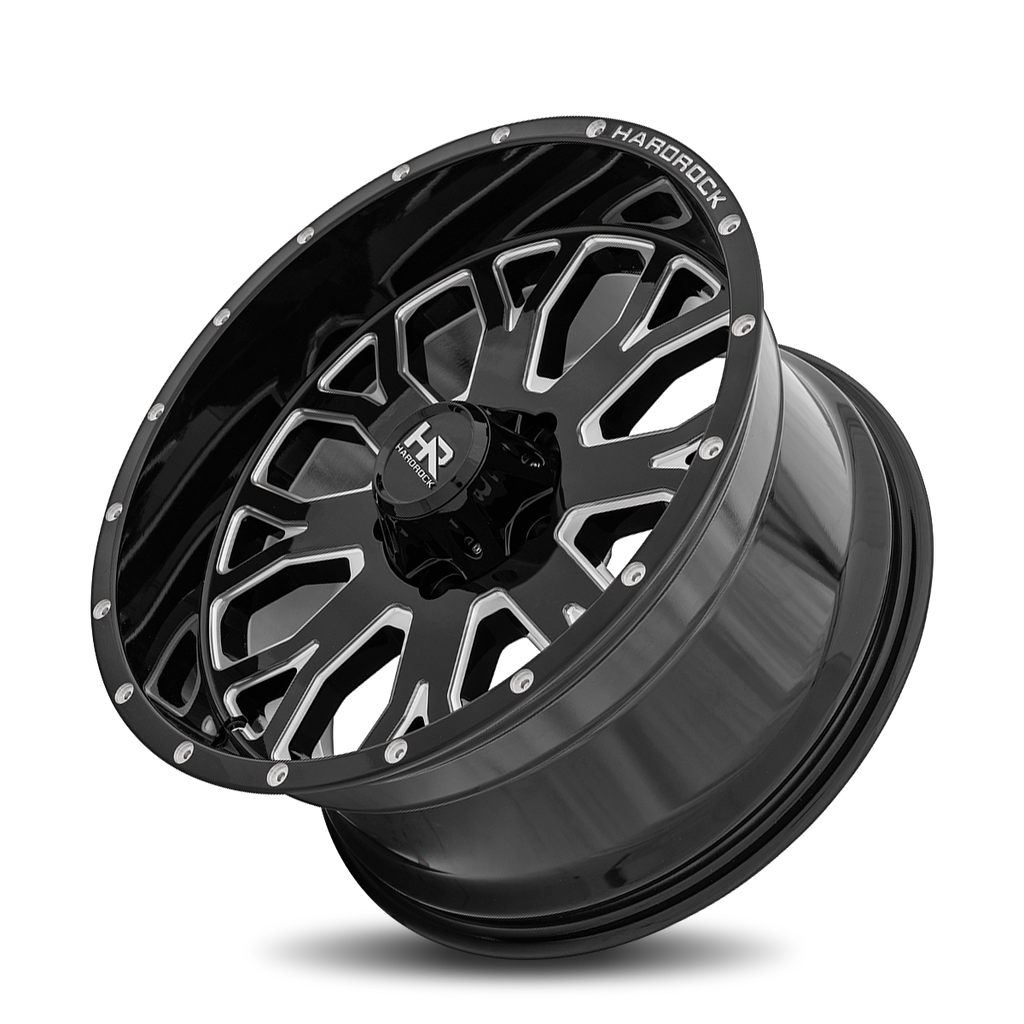 Aluminum Wheels Slammer XPosed 20x10 6x135 -19 87.1 Gloss Black Milled Hardrock Offroad