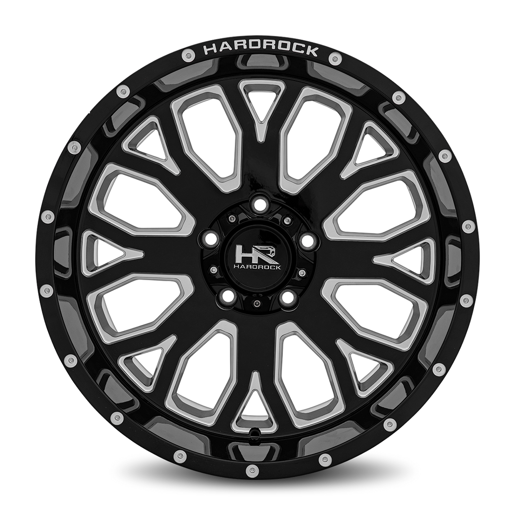 Aluminum Wheels Slammer XPosed 20x10 5x150 -19 110.3 Gloss Black Milled Hardrock Offroad