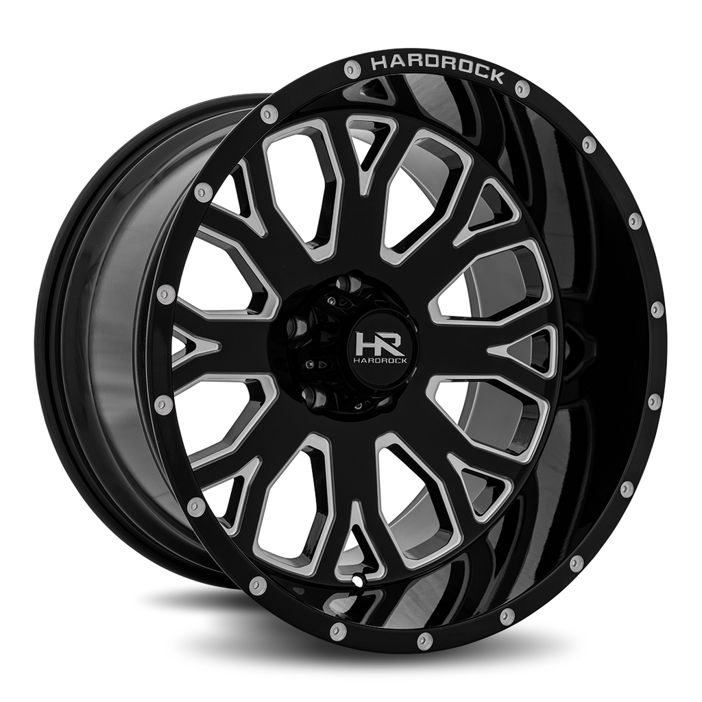 Aluminum Wheels Slammer XPosed 20x12 6x135 -44 87.1 Gloss Black Milled Hardrock Offroad