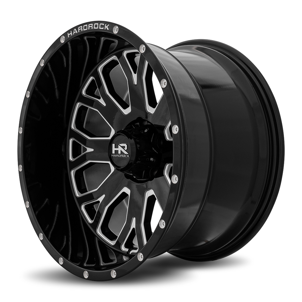 Aluminum Wheels Slammer XPosed 20x12 6x135 -44 87.1 Gloss Black Milled Hardrock Offroad