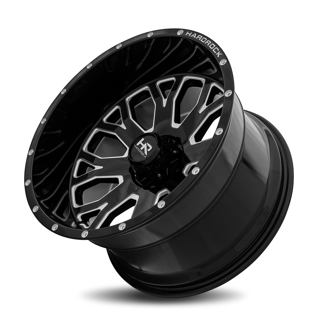 Aluminum Wheels Slammer XPosed 20x12 8x165.1 -44 125.2 Gloss Black Milled Hardrock Offroad