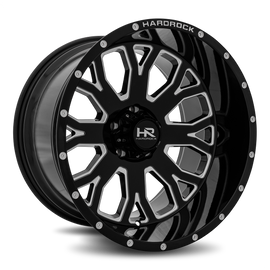 Aluminum Wheels Slammer XPosed 20x12 5x139.7 -44 87 Gloss Black Milled Hardrock Offroad