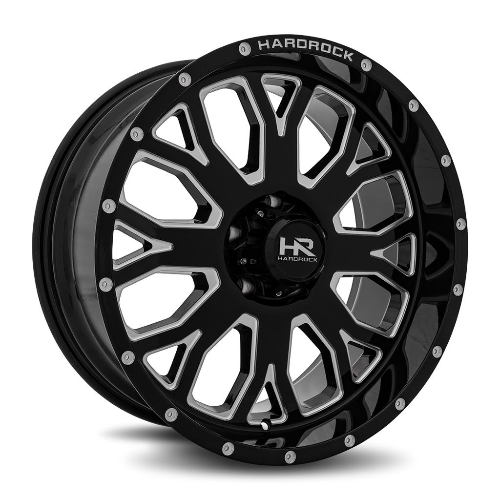 Aluminum Wheels Slammer XPosed 20x9 6x120 0 66.9 Gloss Black Milled Hardrock Offroad