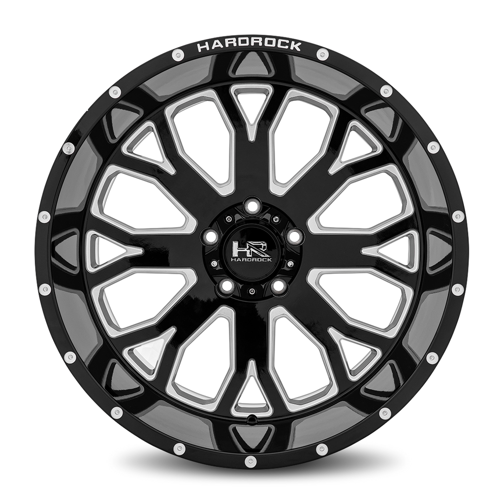 Aluminum Wheels Slammer XPosed 22x12 6x135 -44 87.1 Gloss Black Milled Hardrock Offroad