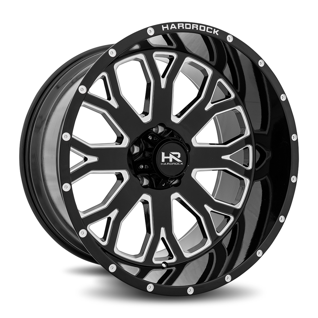 Aluminum Wheels Slammer XPosed 22x12 6x135 -44 87.1 Gloss Black Milled Hardrock Offroad