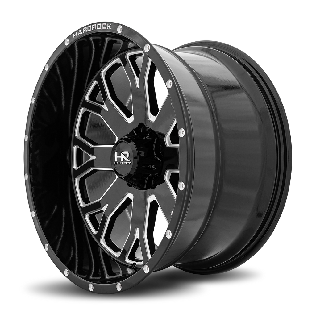 Aluminum Wheels Slammer XPosed 22x12 6x135 -44 87.1 Gloss Black Milled Hardrock Offroad