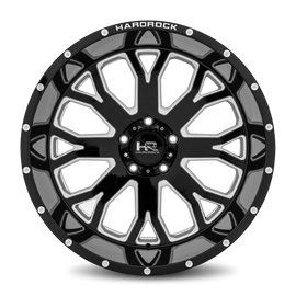 Aluminum Wheels Slammer XPosed 22x12 5x139.7 -44 87 Gloss Black Milled Hardrock Offroad