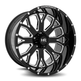 Aluminum Wheels Slammer XPosed 22x12 5x139.7 -44 87 Gloss Black Milled Hardrock Offroad