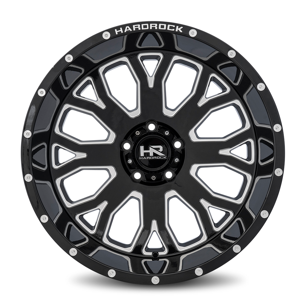 Aluminum Wheels Slammer XPosed 24x12 6x135 -44 87.1 Gloss Black Milled Hardrock Offroad