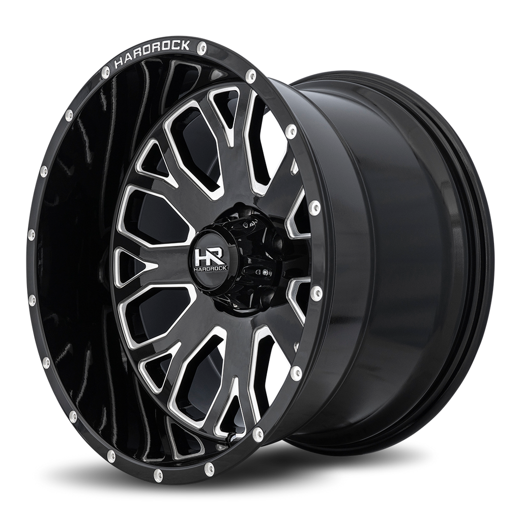 Aluminum Wheels Slammer XPosed 24x12 6x135 -44 87.1 Gloss Black Milled Hardrock Offroad