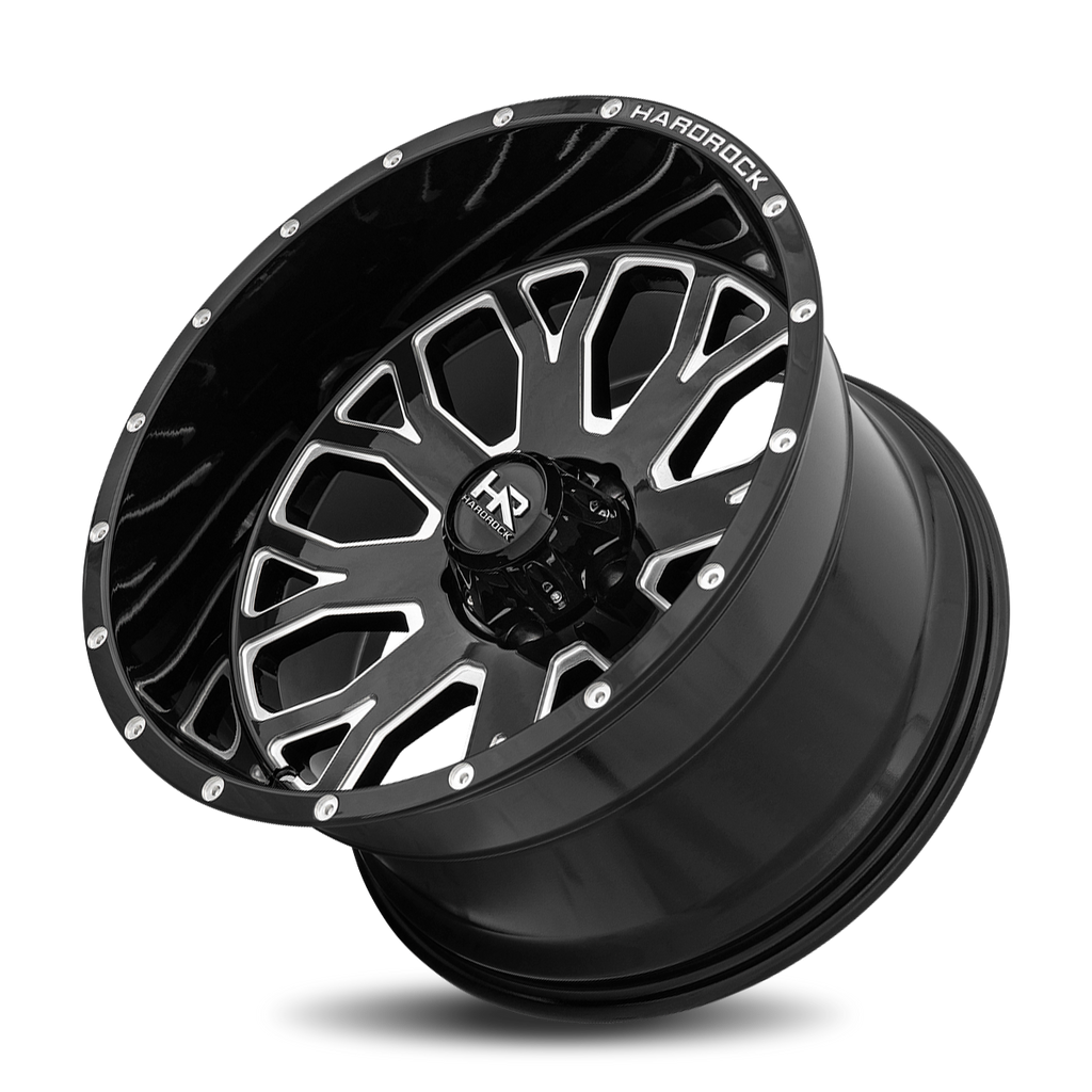 Aluminum Wheels Slammer XPosed 24x12 6x135 -44 87.1 Gloss Black Milled Hardrock Offroad