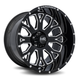 Aluminum Wheels Slammer XPosed 24x12 8x180 -44 124.3 Gloss Black Milled Hardrock Offroad