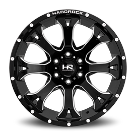 Aluminum Wheels BloodShot Xposed 20x10 5x150 -19 110.3 Gloss Black Milled Hardrock Offroad