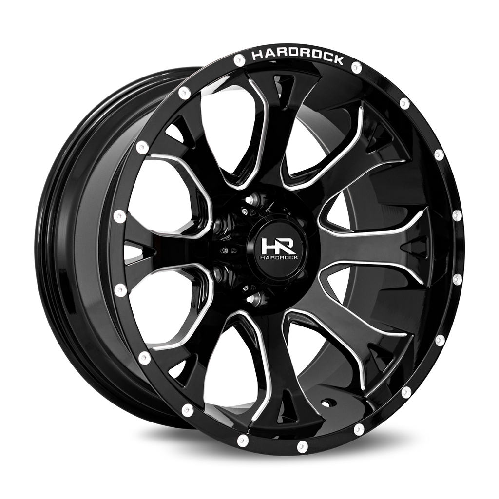 Aluminum Wheels BloodShot Xposed 20x10 5x150 -19 110.3 Gloss Black Milled Hardrock Offroad